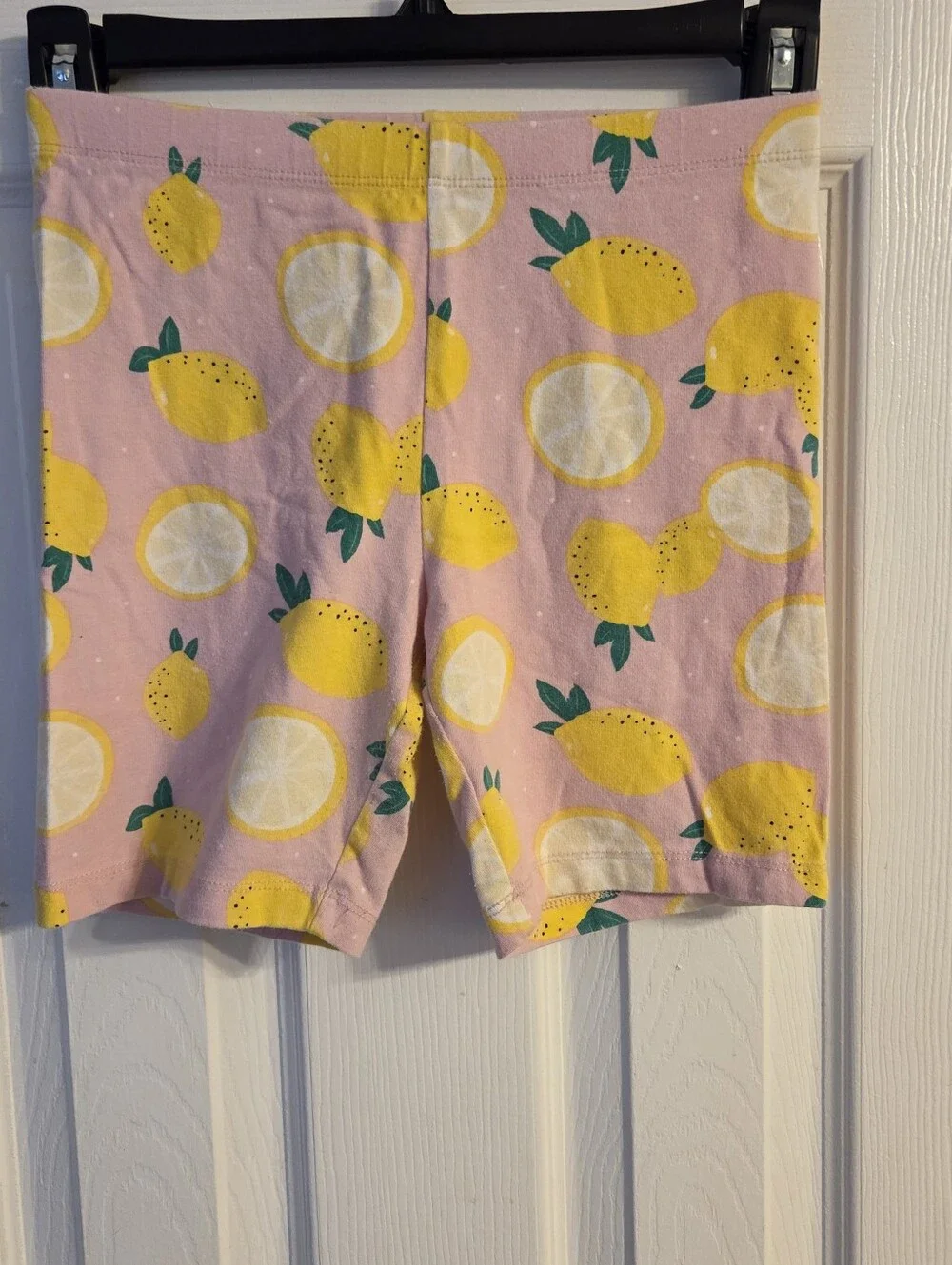 ​Wonder Nation Girls Pink Lemon Print Cotton Spandex Bike Shorts Size L 10-12